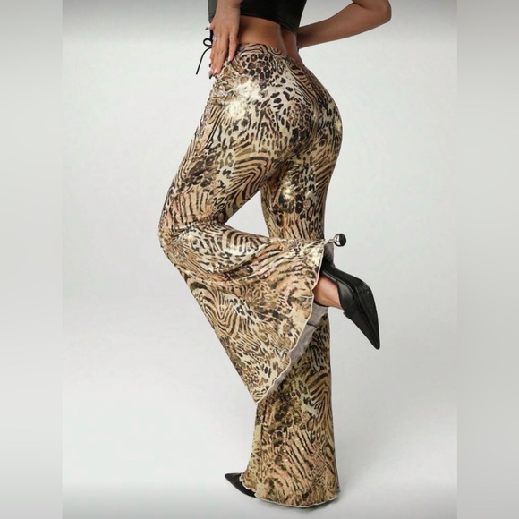 Hot Kiss Animal Print Flare Pants - Picture 2 of 2